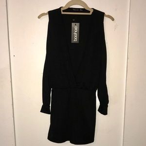 Plunge Neck Black Romper